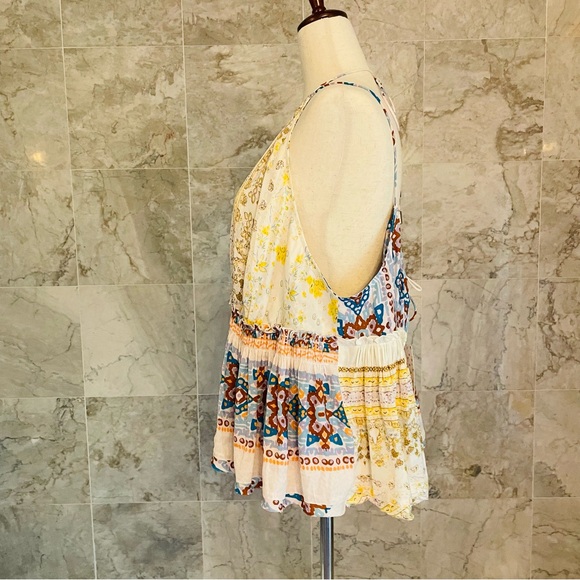 Free People Ivory Combo Bellini Patchwork Peplum Tank Top - Picture 5 of 9